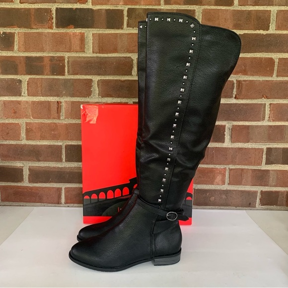 Rialto Womens Ferrell black stud over the knee riding boots US 6.5 M NEW - Picture 4 of 11